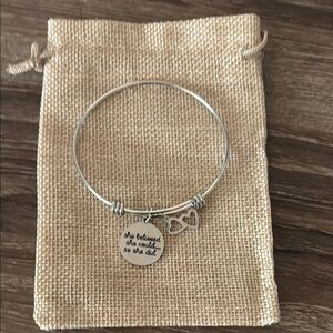 “She believed she could do she did” silver bracelet